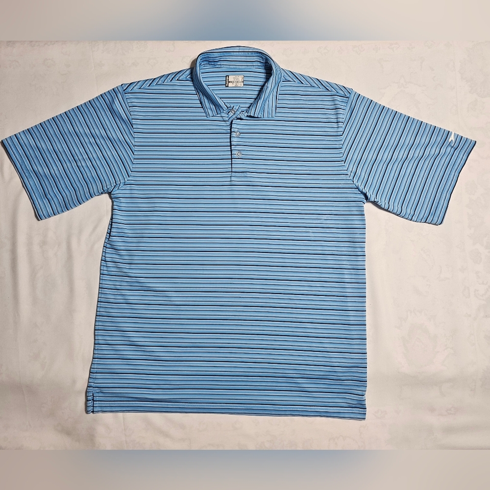 Slazenger Mens Golf Polo Shirt Blue Striped Short Sleeve Wicking Stretch Large